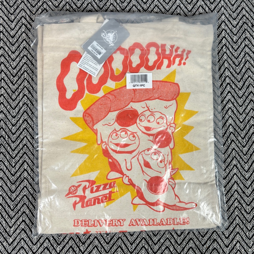 Disney Pixar Toy Story Pizza Planet & Aliens Tote Bag - Cream and Red